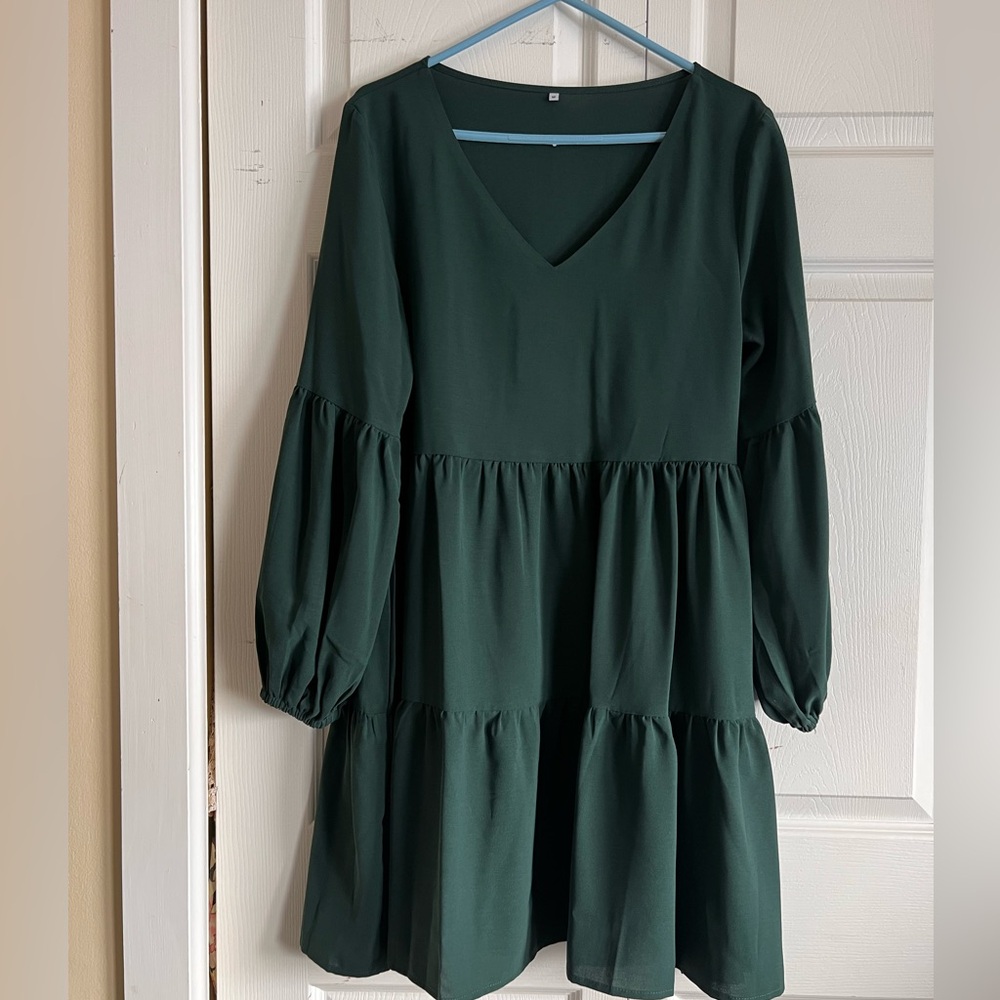Long Sleeve Dress, V Neck Casual Loose Flowy Swing Shift Dresses